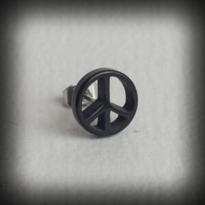 Обеца за ухо Peace черна 10мм от акрил
