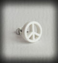 Бяла обеца за ухо Peace 10мм от акрил