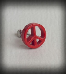 Червена обеца за ухо Peace 10мм от акрил