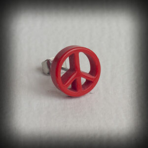 Червена обеца за ухо Peace 10мм от акрил