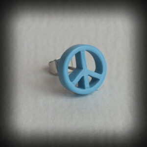 Синя обеца за ухо Peace 10мм от акрил