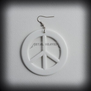 Хипи обеца за ухо бял Peace знак - Hover Image
