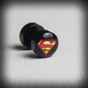 Черна обеца ухо флеш 1.2mm с логото на Superman