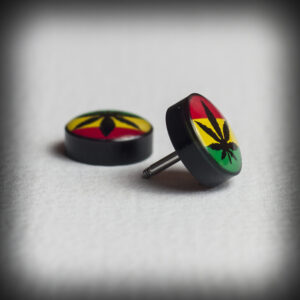 Обеца за ухо тип флеш Ямайска тревичка 1.2x5.7mm - Hover Image