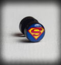 Черна обеца за ухо имитация на флеш Superman от стомана