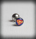 Стоманена обеца за ухо тип флеш със знака на Superman