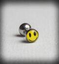 Жълта стоманена обеца за ухо с усмихнато лице Smiley
