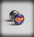 Стоманена обеца за ухо имитация на флеш с логото на Superman