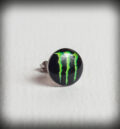 Метална обеца ухо винт 9.6 мм с неоново зелено лого Monster Energy
