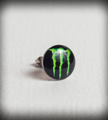 Метална обеца ухо винт 9.6 мм с неоново зелено лого Monster Energy