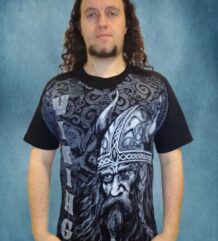 Мъжка тениска с щампа Viking на предната част с войн и орнаменти