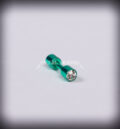 Ярко зелена стоманена обеца с инкрустиран прозрачен цирконий