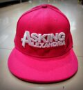 Розова шапка с права козирка Asking Alexandria с бяла релефна бродерия