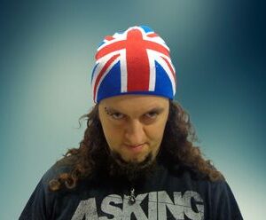 Зимна мъжка шапка Union Jack в светло синьо с британско знаме
