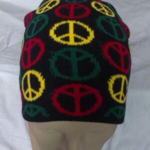 Черна зимна мъжка шапка Peace с цветни знаци на мира