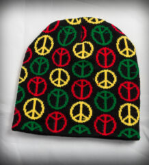 Зимна мъжка шапка Peace с ямайски цветове на черен фон