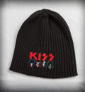 Черна зимна плетена шапка на KISS с логото и бандата