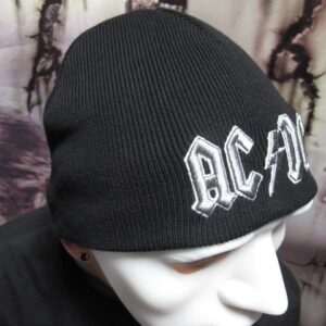 Зимна мъжка шапка AC/DC със сива 3D бродерия - Hover Image