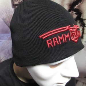 Зимна мъжка шапка Rammstein с червена 3D бродерия - Hover Image