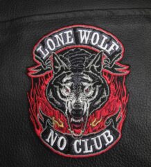 рокерска нашивка Lone Wolf No Club вълк за елек