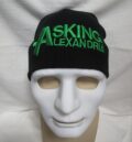 Черна зимна мъжка шапка със зелена бродерия на Asking Alexandria