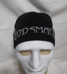Черна зимна мъжка шапка със сива бродерия на Godsmack