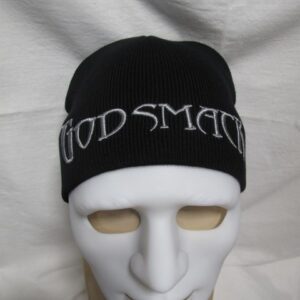Черна зимна мъжка шапка със сива бродерия на Godsmack