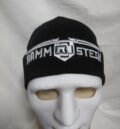 Черна зимна плетена шапка със сиво бродирано лого на Rammstein