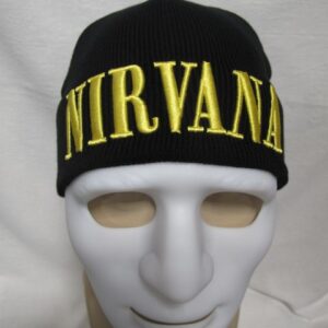 Черна зимна мъжка шапка с жълта бродерия на Nirvana
