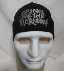 Черна зимна мъжка шапка със сива бродерия на Bring Me The Horizon