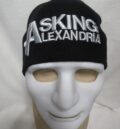Черна зимна мъжка шапка с бял надпис Asking Alexandria