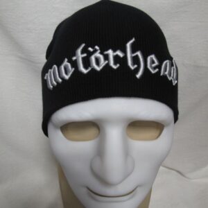 Черна зимна мъжка шапка със сива бродерия на Motörhead