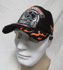 Мъжка шапка с козирка с череп и надпис Born To Ride с пламъци