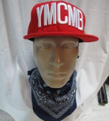 Червена мъжка хип-хоп шапка YMCMB Snapback с бяла 3D бродерия