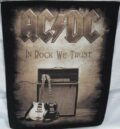 Голям памучен гръб за пришиване AC/DC с две китари и усилвател