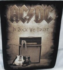Голям памучен гръб за пришиване AC/DC с две китари и усилвател