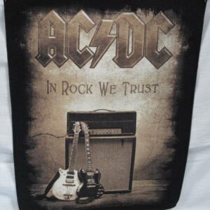 Голям памучен гръб за пришиване AC/DC с две китари и усилвател