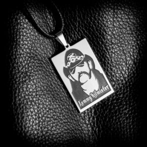 Метална стоманена висулка Lemmy Kilmister Motörhead върху черна кожа