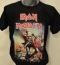 Черна мъжка тениска с щампа Iron Maiden The Trooper и цветен ситопечат