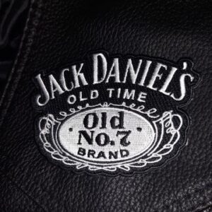 Бродирана рокерска нашивка за елек Jack Daniel's Old No. 7 в черно и бяло