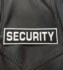Метъл нашивка Security Logo бродиран бял надпис