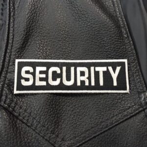 Метъл нашивка Security Logo бродиран бял надпис