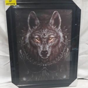 Картина 3D с вълк и индиански мотиви