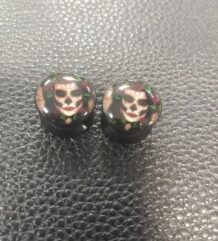флеш тапа със sugar skull момиче 12мм акрилен боди мод аксесоар с артистичен дизайн