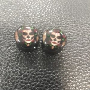 флеш тапа със sugar skull момиче 12мм акрилен боди мод аксесоар с артистичен дизайн