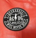 Кръгла рок нашивка AC/DC Rock & Roll Will Never Die черна бродерия