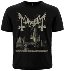 Черна метъл тениска Mayhem De Mysteriis Dom Sathanas Alive с катедрала и лого