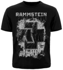 Лице на черна метъл тениска на Rammstein с голямо напукано лого