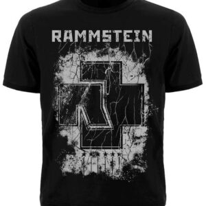 Лице на черна метъл тениска на Rammstein с голямо напукано лого