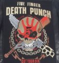 Голяма везана метъл нашивка Five Finger Death Punch за гръб на яке с череп и бокс